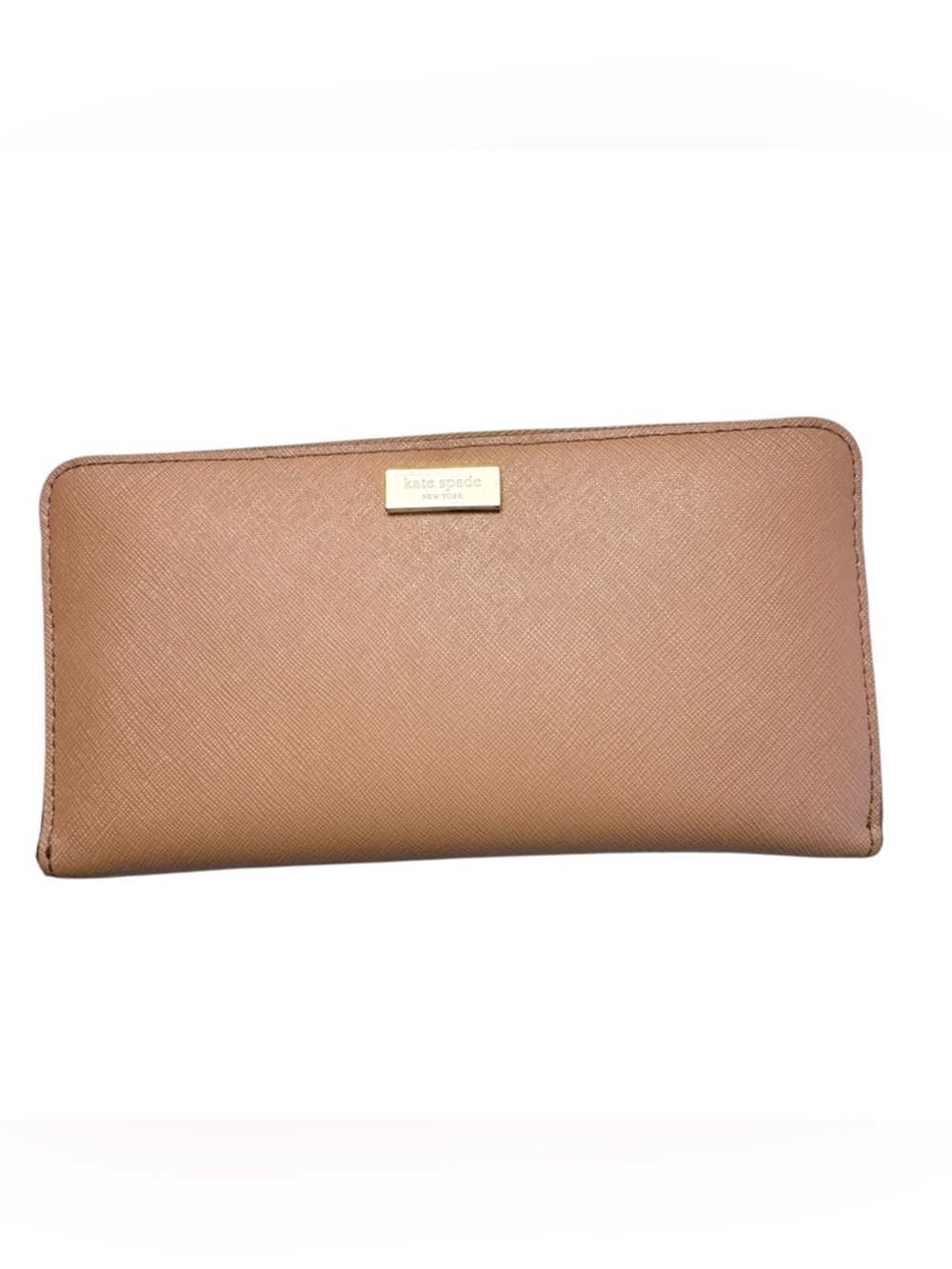 Kate Spade Rose Tan Zip-Around Saffiano Leather Wallet Sz M - L